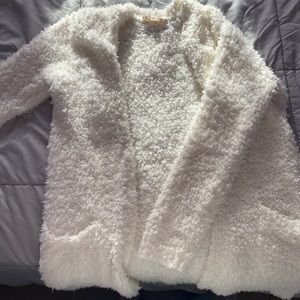 very fuzzy cardigan